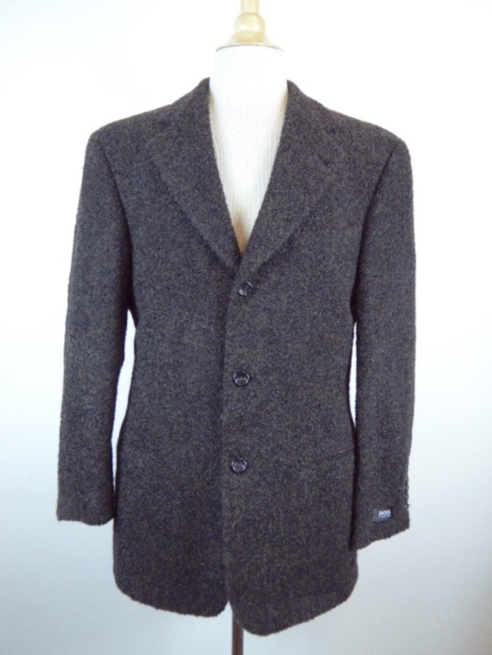 HUGO BOSS brown black wool tweed blazer made in USA 38 NWT